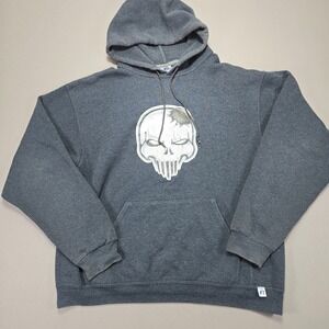 Russell Athletic Punishers Graphic Hoodie Skull Sweatshirt Gray Mens Large